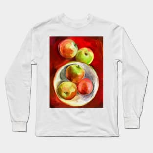 Apples on a Red Platter Long Sleeve T-Shirt